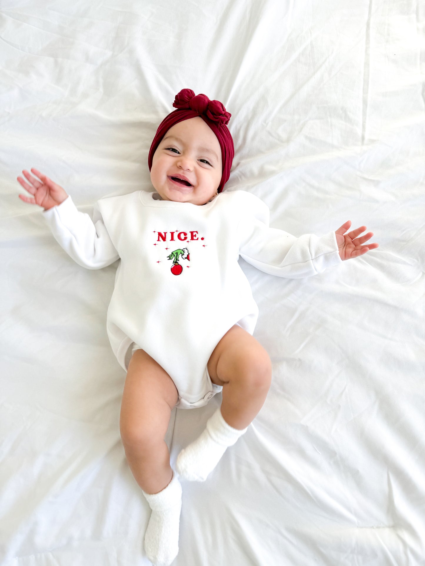 Nice Grinch Bubble Crewneck Onesie
