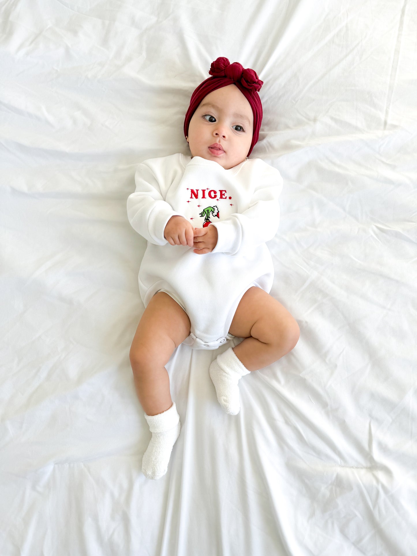Nice Grinch Bubble Crewneck Onesie